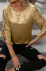 Gold Metallic Luster Frilled Half Sleeve Blouse sold by Beagle Boutique
