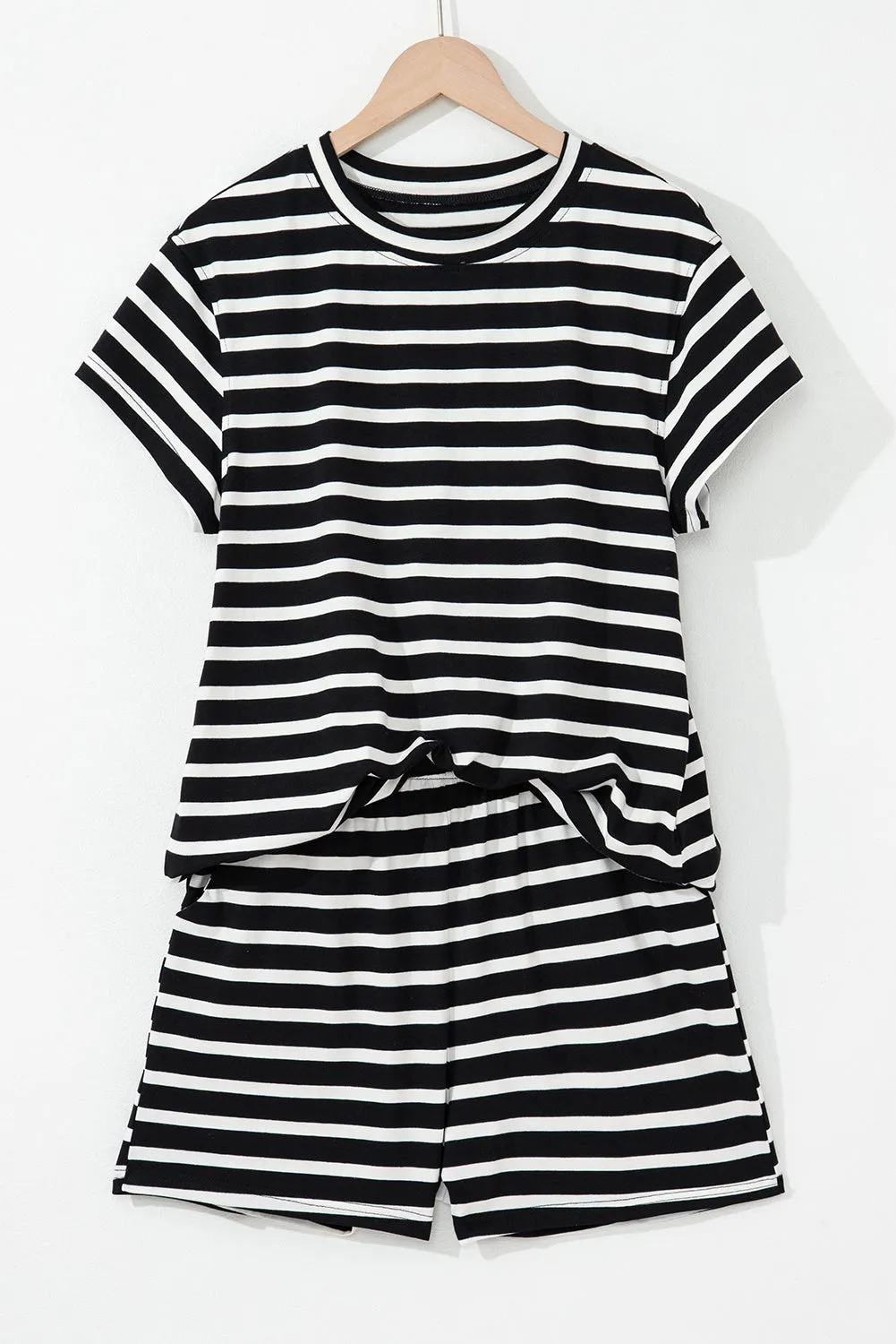 Black White Striped Short Sleeve Top and Shorts Set sold by Beagle Boutique product image thumbnail 3