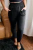 Black Plus Size Frill High Waist Pocketed Soft Pants sold by Beagle Boutique