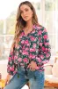 Green Floral Printed Tied Collar Puff Sleeve Blouse sold by Beagle Boutique