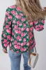 Green Floral Printed Tied Collar Puff Sleeve Blouse sold by Beagle Boutique