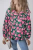 Green Floral Printed Tied Collar Puff Sleeve Blouse sold by Beagle Boutique