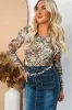 Green Floral Print Mesh Fitted Long Sleeve Top sold by Beagle Boutique