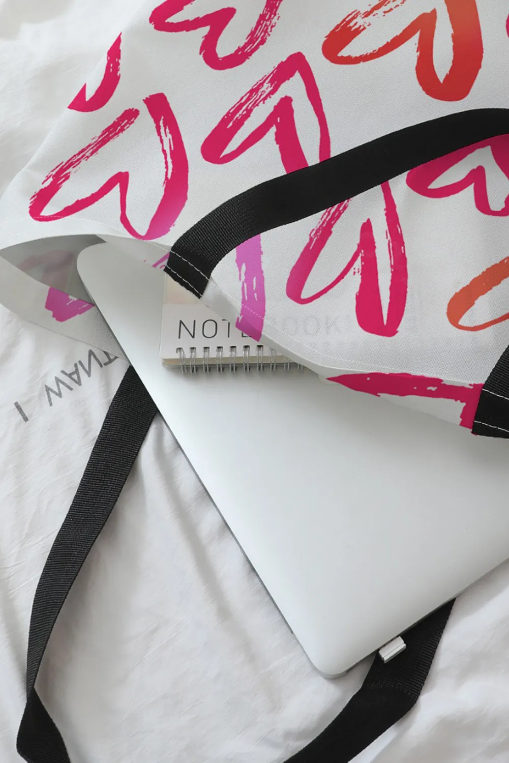 Bright Pink Valentines Heart Pattern Canvas Tote Bag sold by Beagle Boutique product image thumbnail 4