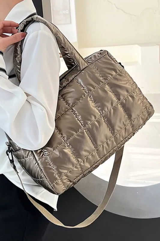 Gold Elegant Cotton Quilted Handbag sold by Beagle Boutique