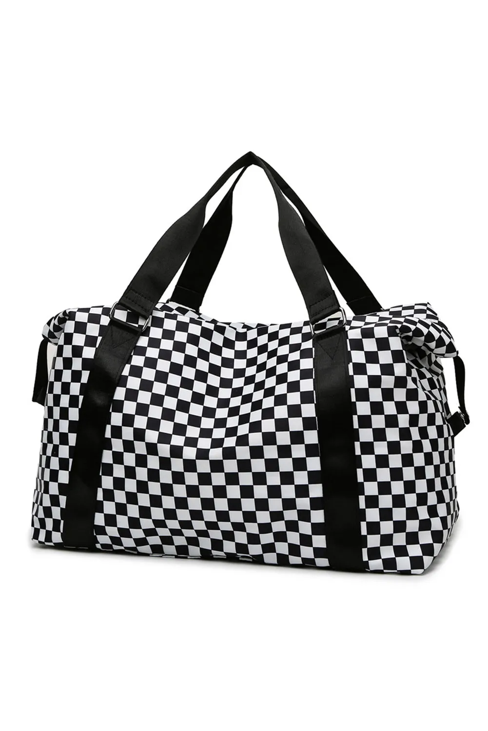 Black Checkered Travel Portable Large Capacity Duffle Bag sold by Beagle Boutique product image thumbnail 4