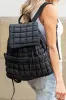 Black Solid Flapped Quilted Puffer Backpack sold by Beagle Boutique