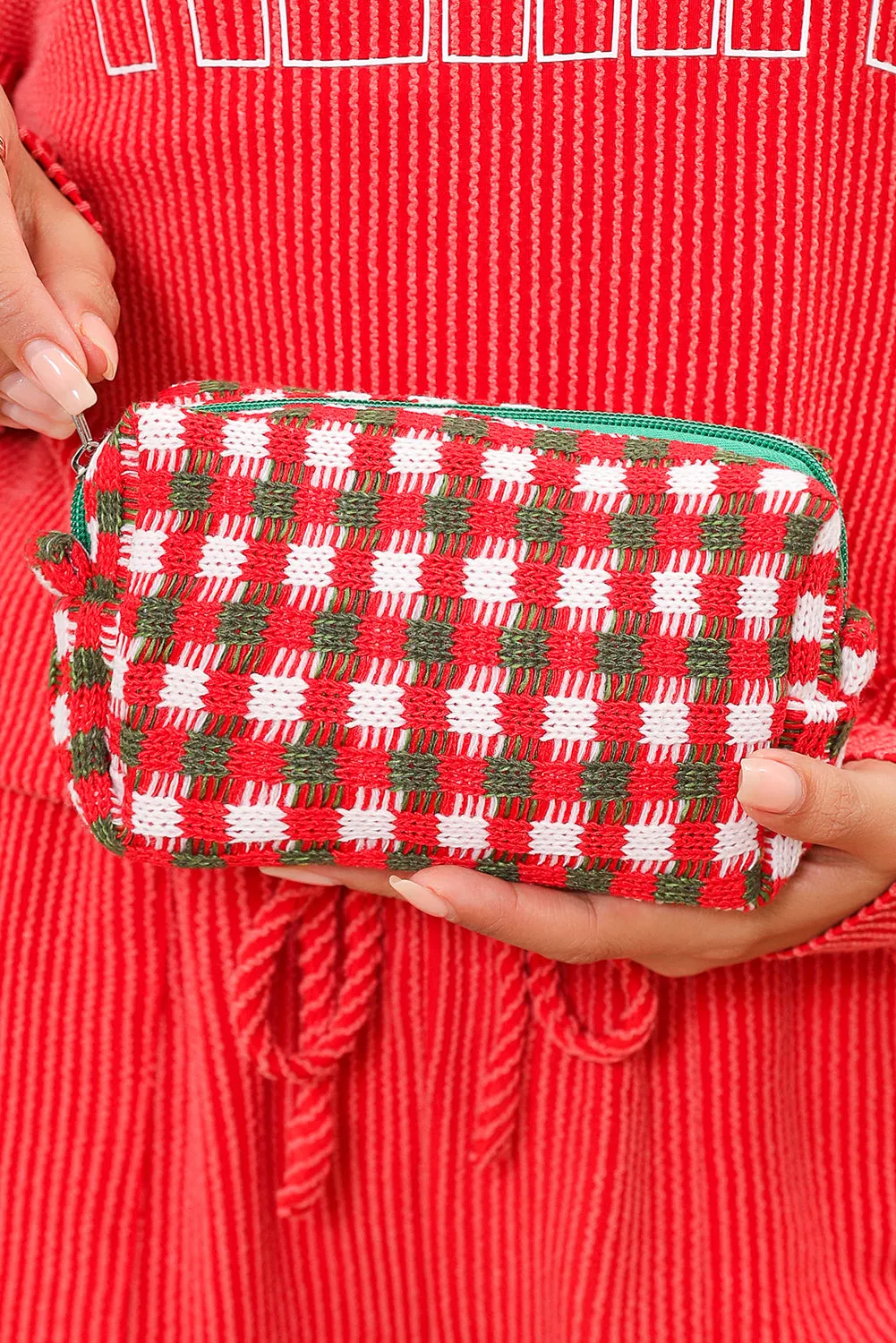 Racing Red Christmas Crochet Zipper Makeup Bag sold by Beagle Boutique product image thumbnail 4