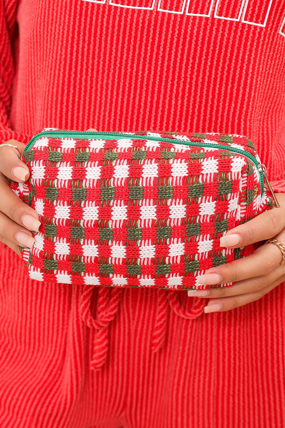 Racing Red Christmas Crochet Zipper Makeup Bag sold by Beagle Boutique product image thumbnail 5