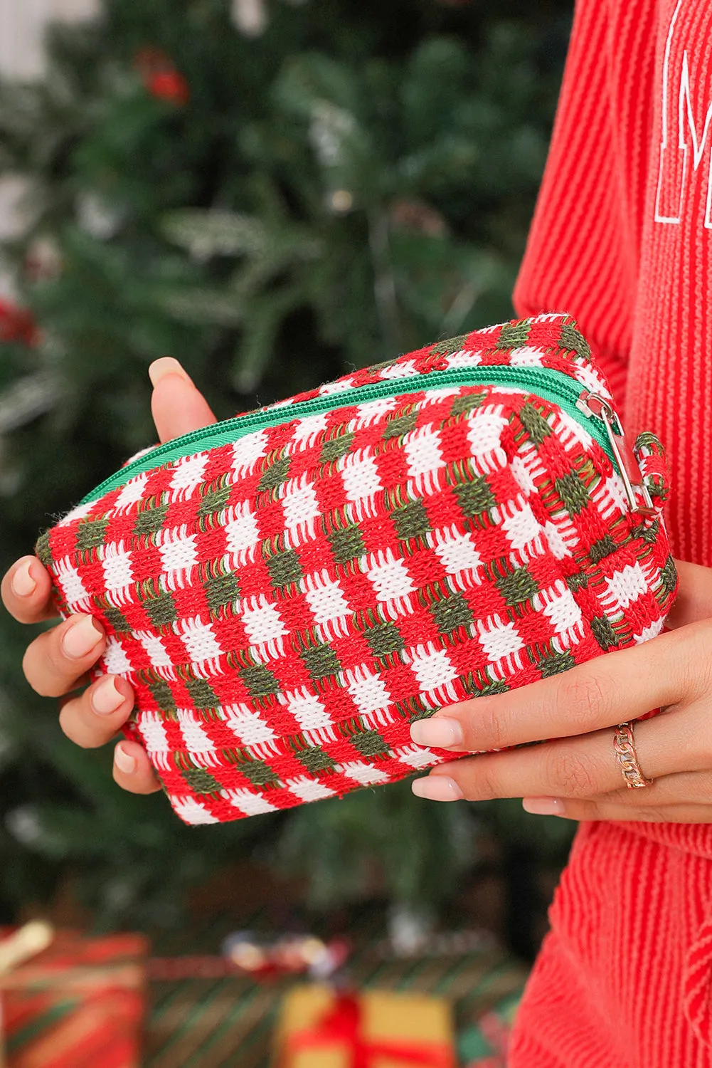Racing Red Christmas Crochet Zipper Makeup Bag sold by Beagle Boutique product image thumbnail 3