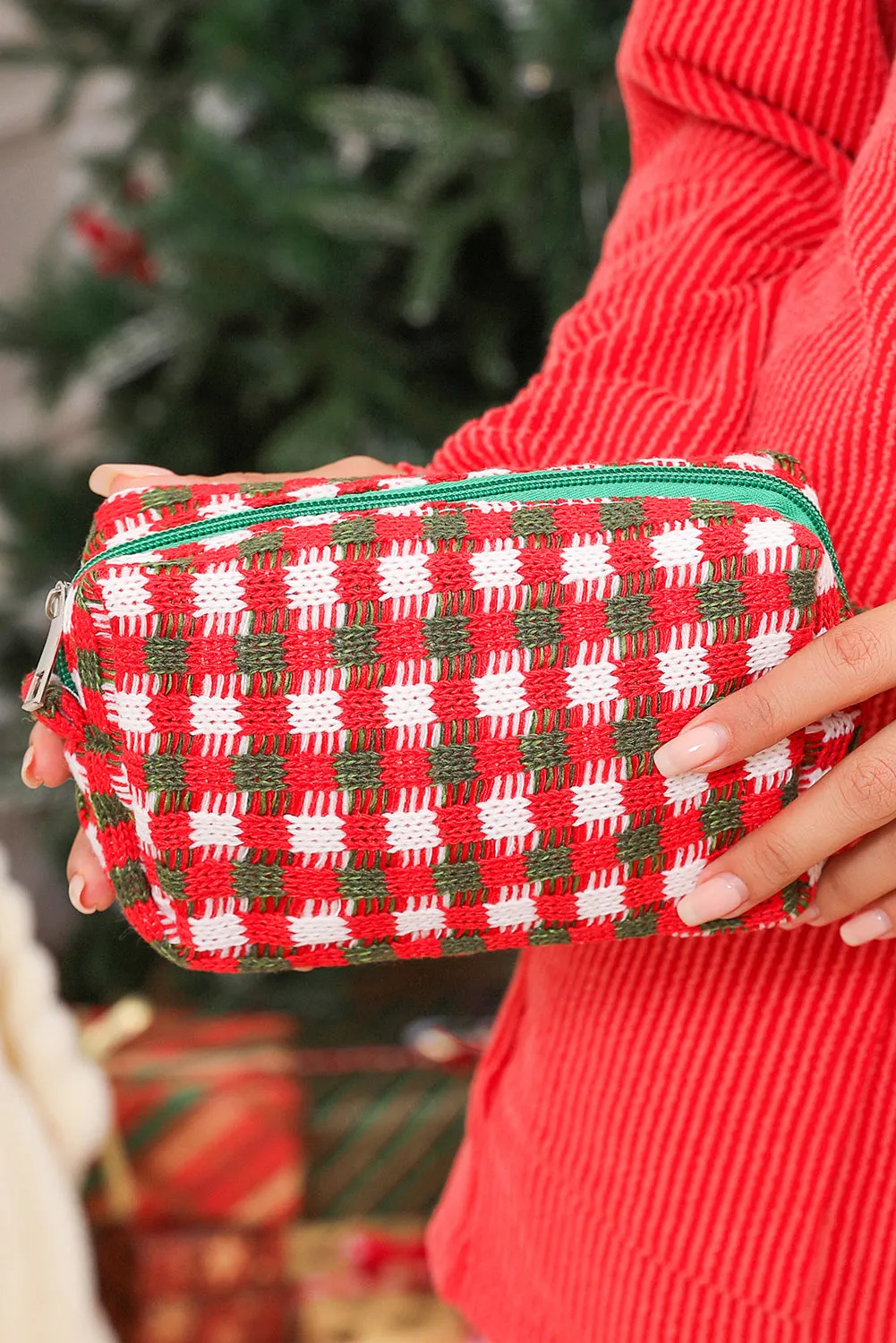 Racing Red Christmas Crochet Zipper Makeup Bag sold by Beagle Boutique product image thumbnail 2