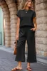 Black Textured Short Sleeve Top and Casual Trouser Set sold by Beagle Boutique