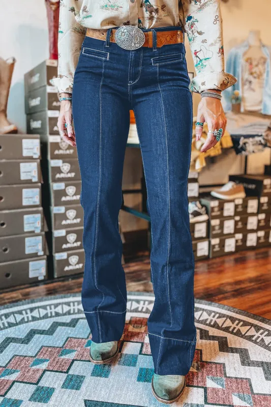 Blue Center Seam Deep Wash Straight Jeans sold by Beagle Boutique