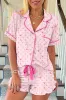 Pink Bow Print Contrast Pipping Short Pyjamas Set sold by Beagle Boutique