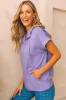 Purple Short Sleeve Buttoned Neck Kangaroo Pocket Hoodie sold by Beagle Boutique