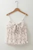 White Floral Pleated Big Bow Back Spaghetti Straps Vest Top sold by Beagle Boutique
