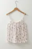 White Floral Pleated Big Bow Back Spaghetti Straps Vest Top sold by Beagle Boutique