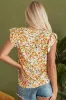 Green Floral Print Ruffled Sleeveless V Neck Tank Top sold by Beagle Boutique