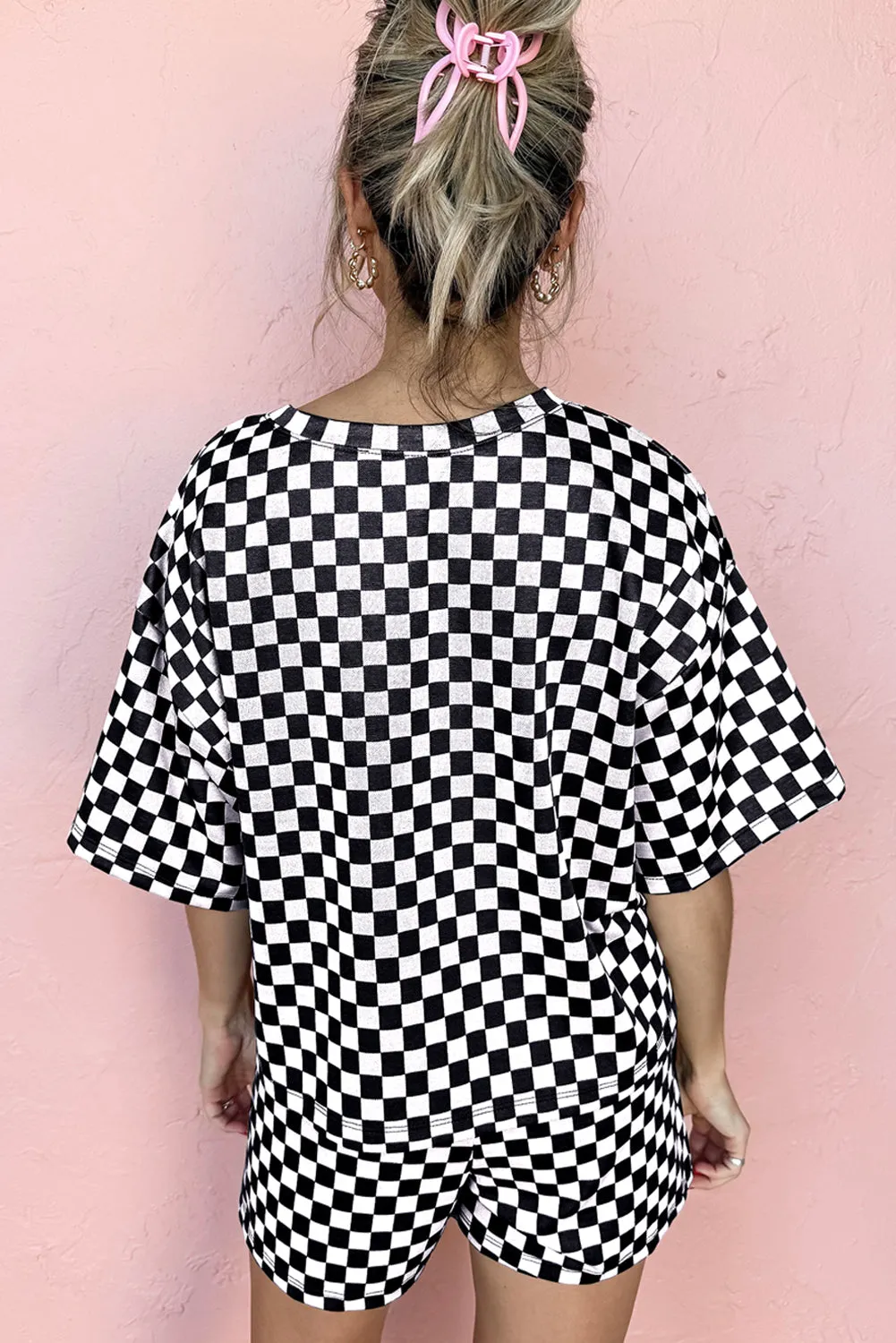 Black Checkered Top and Short Casual 2pcs Set sold by Beagle Boutique product image thumbnail 2