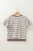 Parchment Contrast Detail Striped Ruffle Short Sleeve Top sold by Beagle Boutique