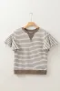 Parchment Contrast Detail Striped Ruffle Short Sleeve Top sold by Beagle Boutique