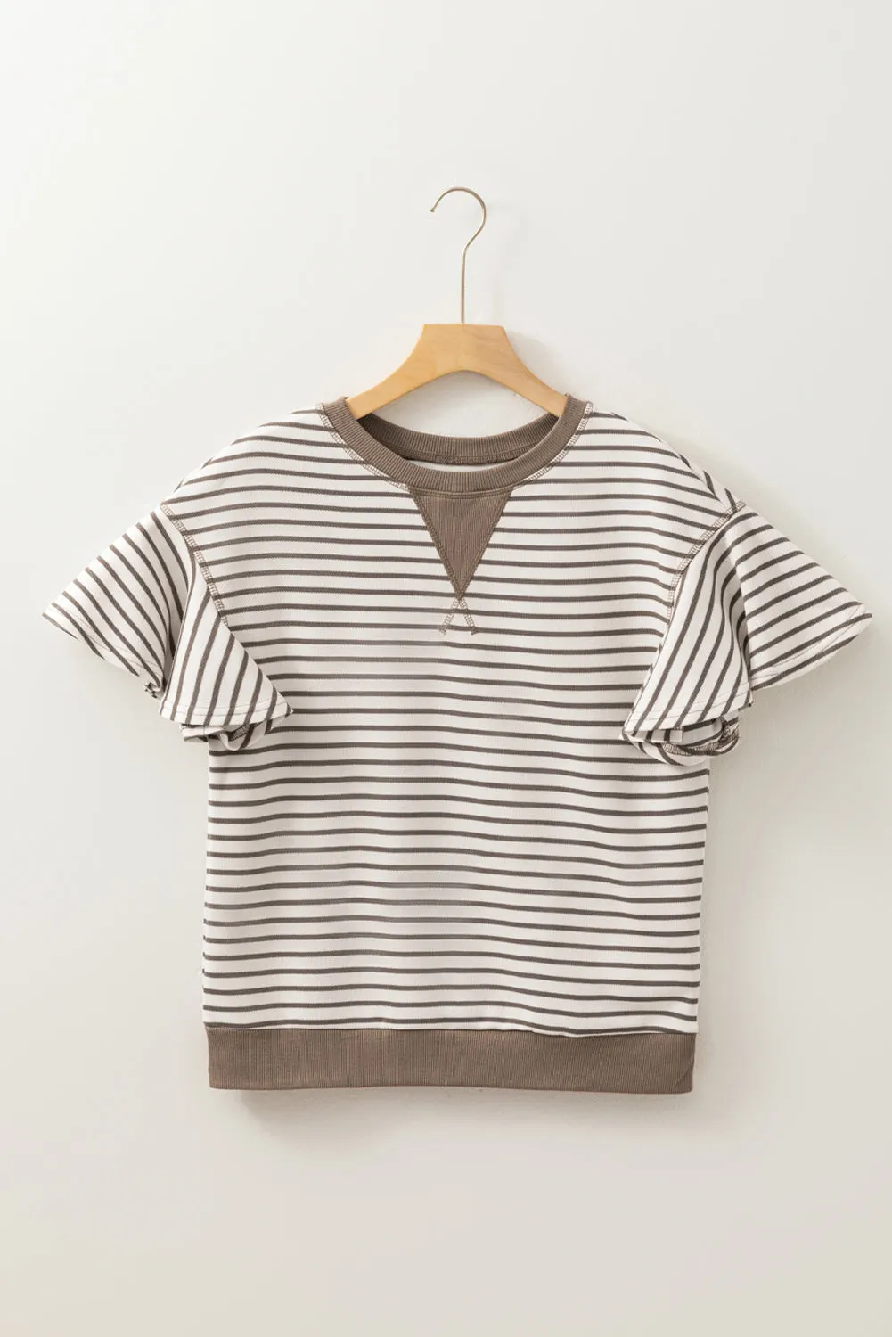 Parchment Contrast Detail Striped Ruffle Short Sleeve Top sold by Beagle Boutique product image thumbnail 4