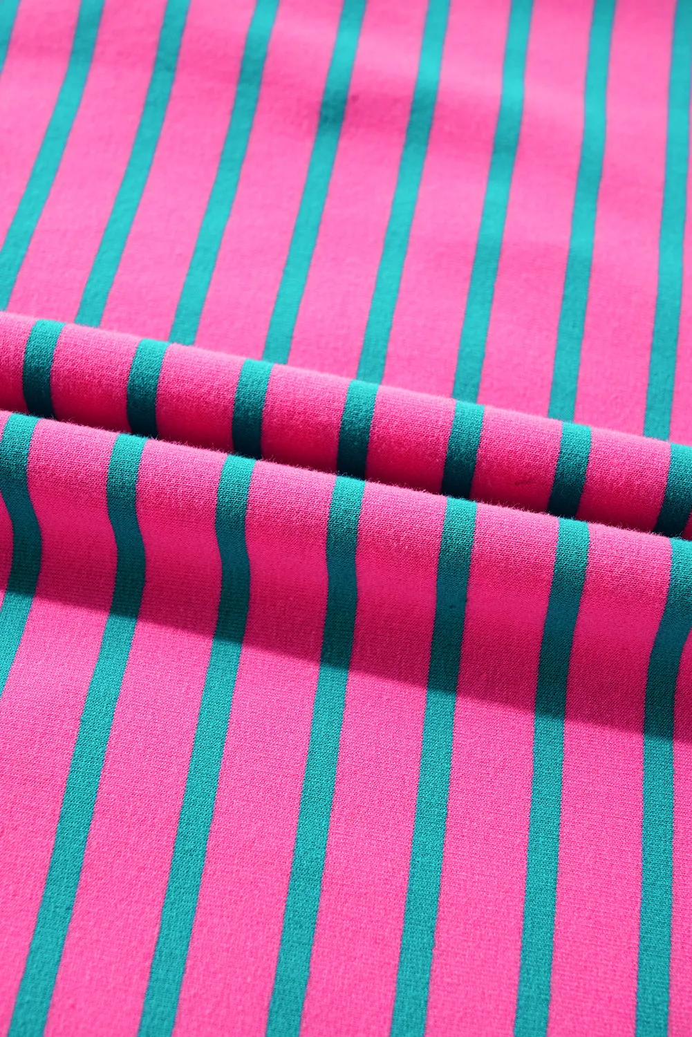 Pink Stripe Collared V Neck Puff Sleeve T Shirt Dress sold by Beagle Boutique product image thumbnail 5