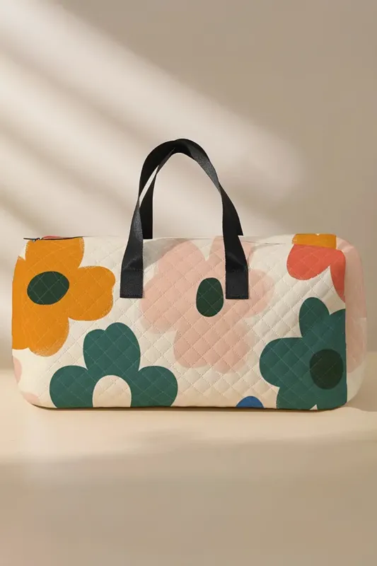 White Floral Quilted Tote Bag sold by Beagle Boutique
