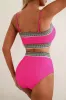 Rose Red Contrast Banding Tube Bikini High Waist 2pcs Swimsuit sold by Beagle Boutique