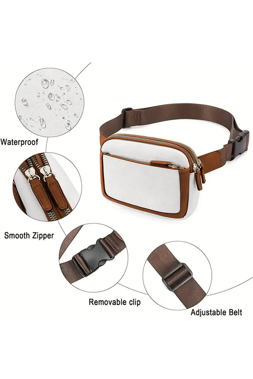 White Adjustable Strap Mini PU Leather Crossbody Bag sold by Beagle Boutique product image thumbnail 4