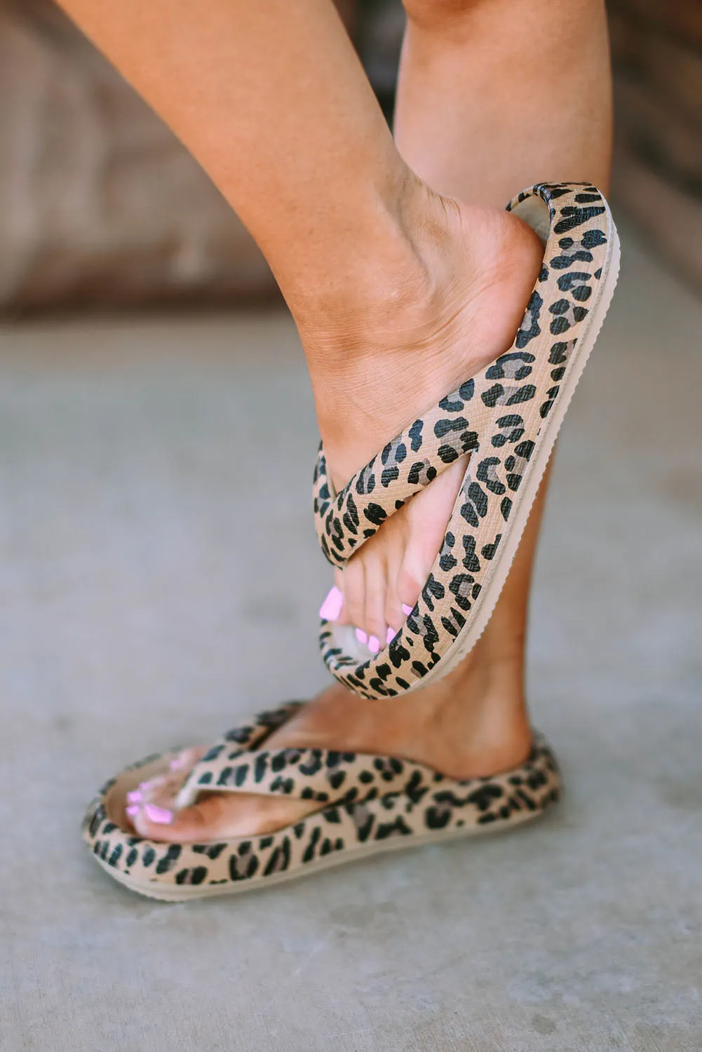 Leopard Print Thick Sole Flip Flops sold by Beagle Boutique product image thumbnail 3