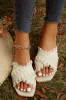 Beige Tassel Woven Crossed Straps Flat Sandals sold by Beagle Boutique
