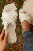 Beige Tassel Woven Crossed Straps Flat Sandals sold by Beagle Boutique