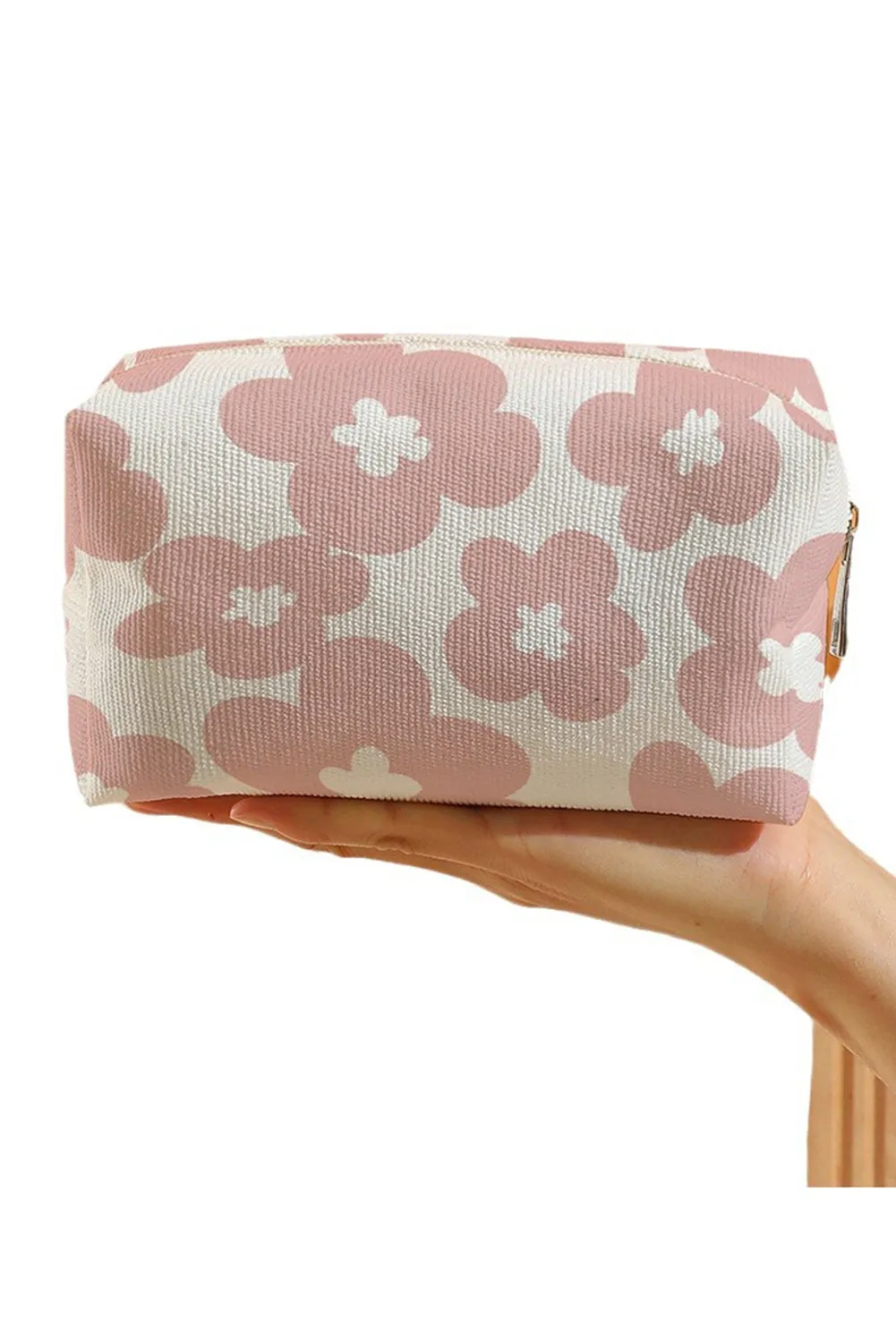 White Flowers Print Zipper Canvas Cosmetic Bag sold by Beagle Boutique product image thumbnail 5