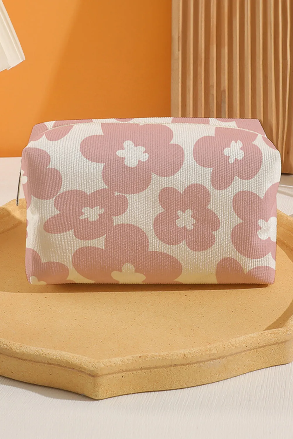 White Flowers Print Zipper Canvas Cosmetic Bag sold by Beagle Boutique product image thumbnail 2