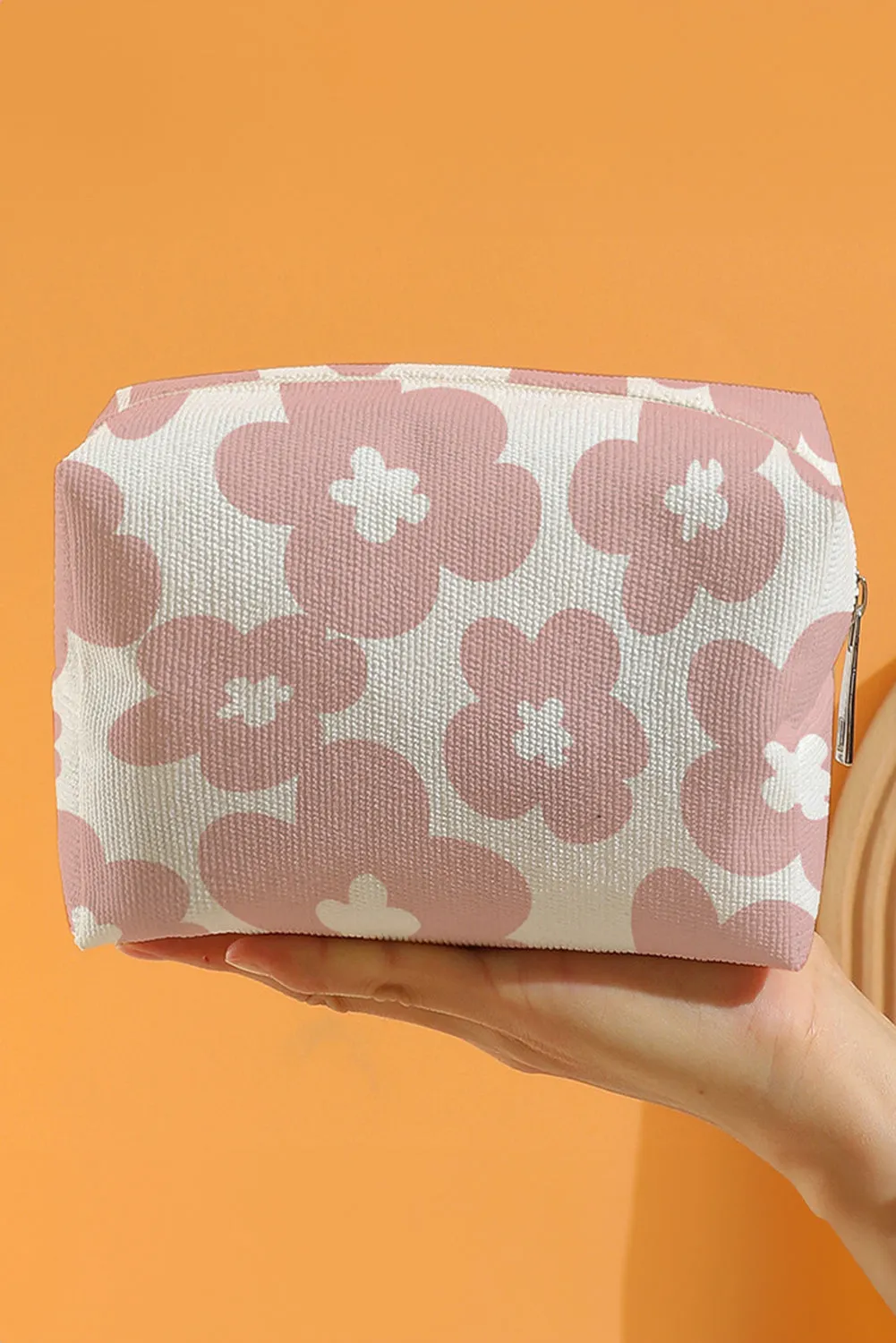 White Flowers Print Zipper Canvas Cosmetic Bag sold by Beagle Boutique product image thumbnail 3