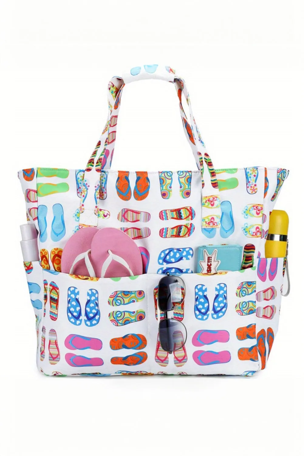 White Slippers Print Canvas Beach Tote Bag sold by Beagle Boutique product image thumbnail 4