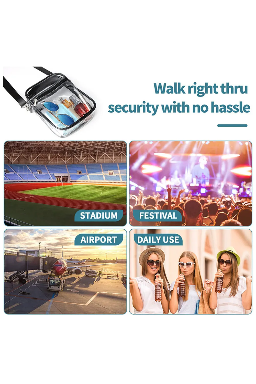 Black Transparent PVC Zipper Crossbody Bag sold by Beagle Boutique product image thumbnail 4