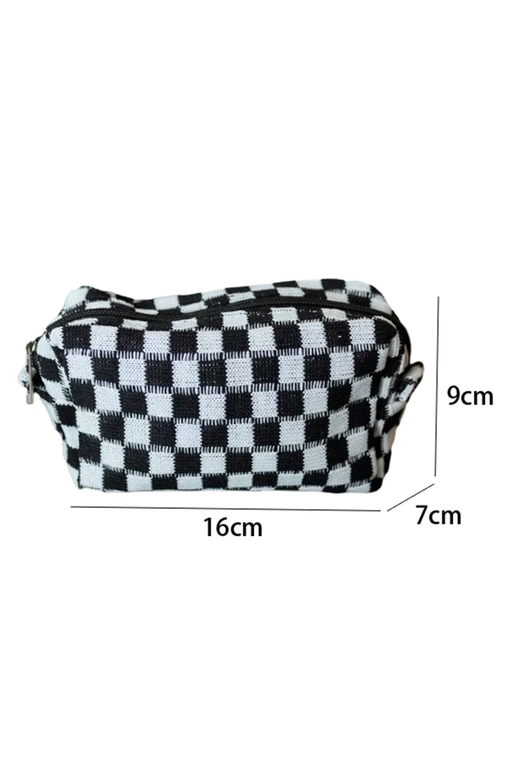 Black Checkered Knitted Zipper Makeup Bag sold by Beagle Boutique product image thumbnail 4