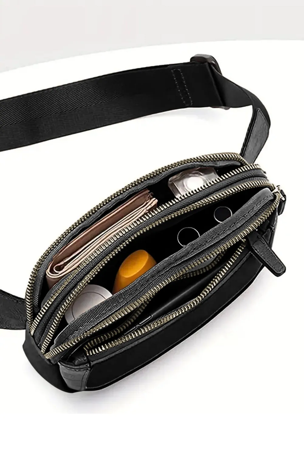 Black Minimalist Multi-zipped Crossbody Bag sold by Beagle Boutique product image thumbnail 3