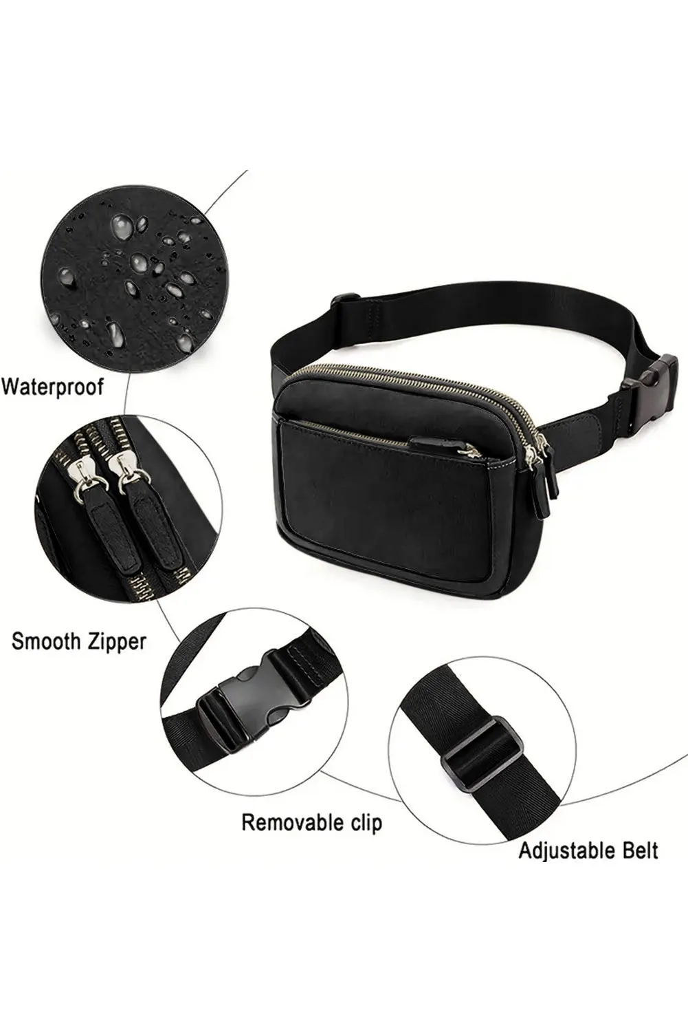 Black Minimalist Multi-zipped Crossbody Bag sold by Beagle Boutique product image thumbnail 4