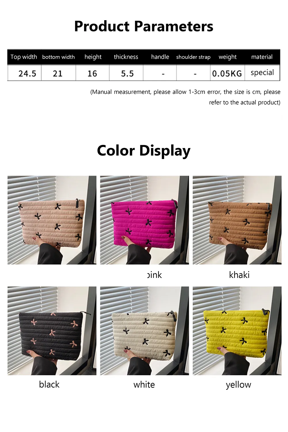 White Bow Quilted Makeup Bag sold by Beagle Boutique product image thumbnail 4