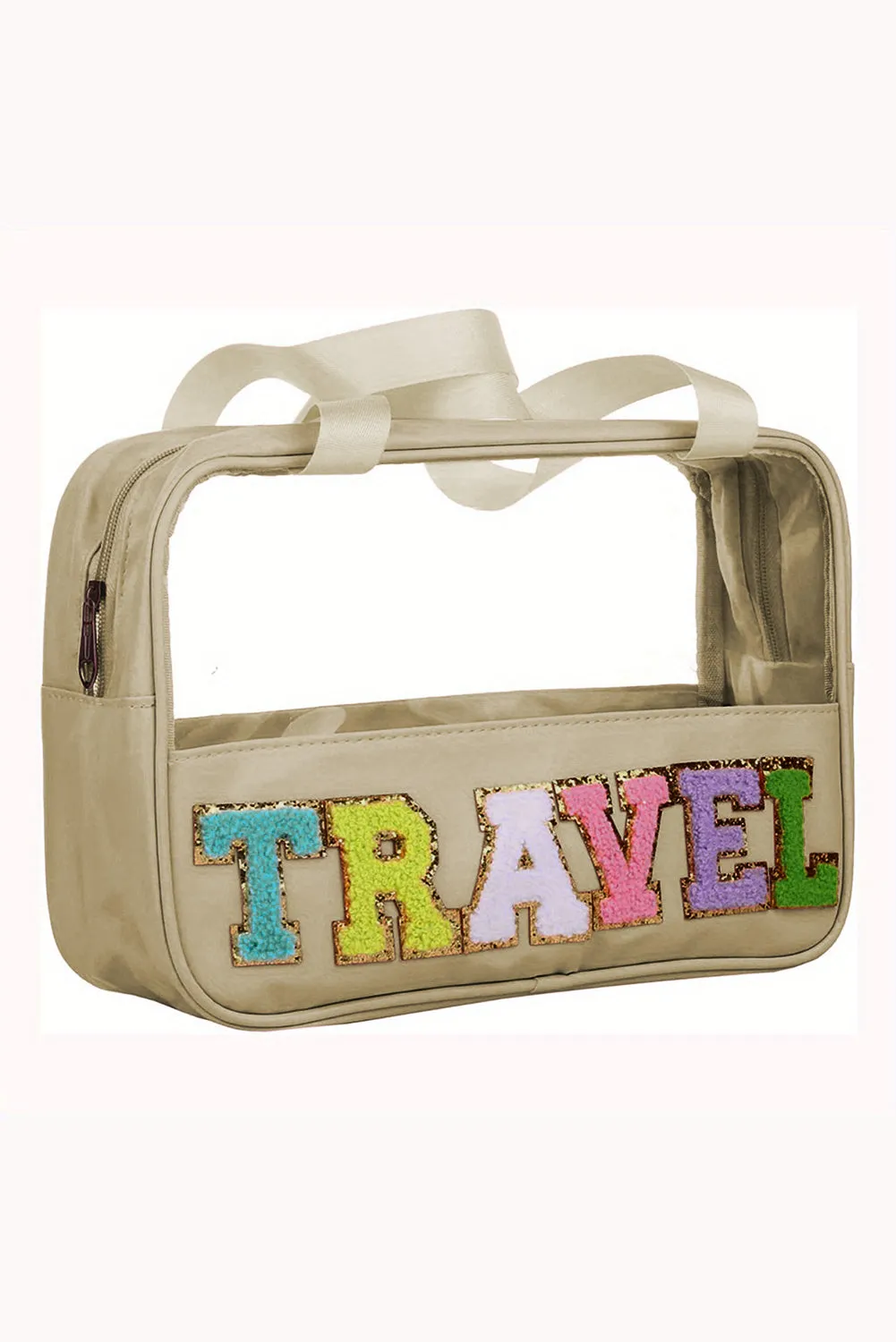 Parchment TRAVEL Letter Print Clear PVC Makeup Bag sold by Beagle Boutique product image thumbnail 5