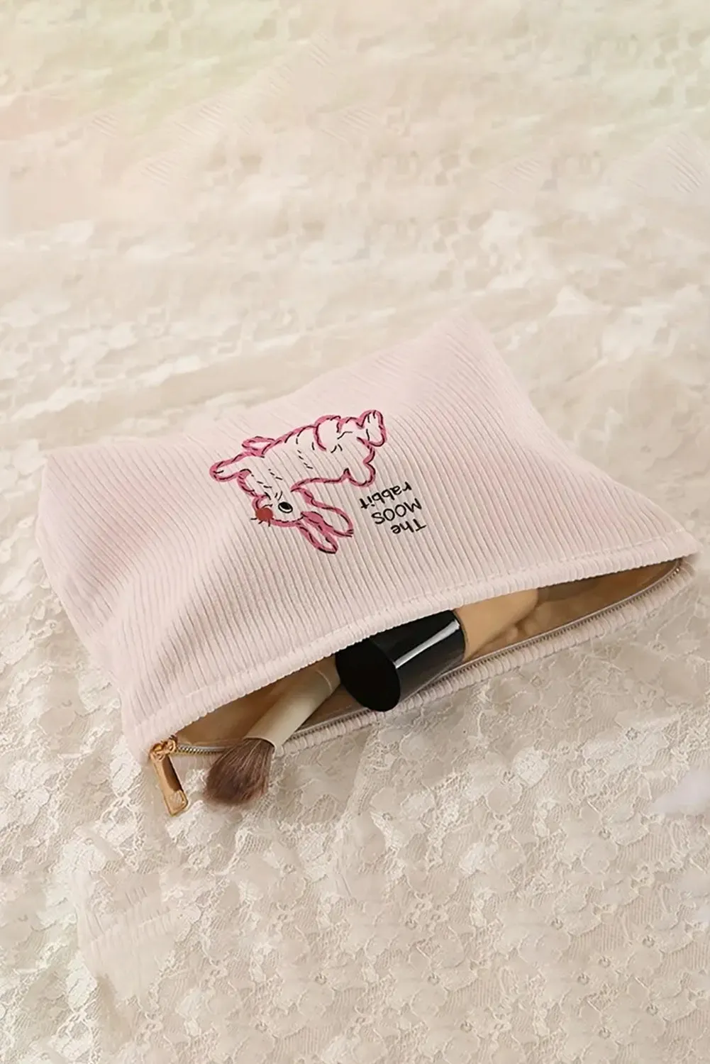White Easter Bunny Corduroy Makeup Bag sold by Beagle Boutique product image thumbnail 3