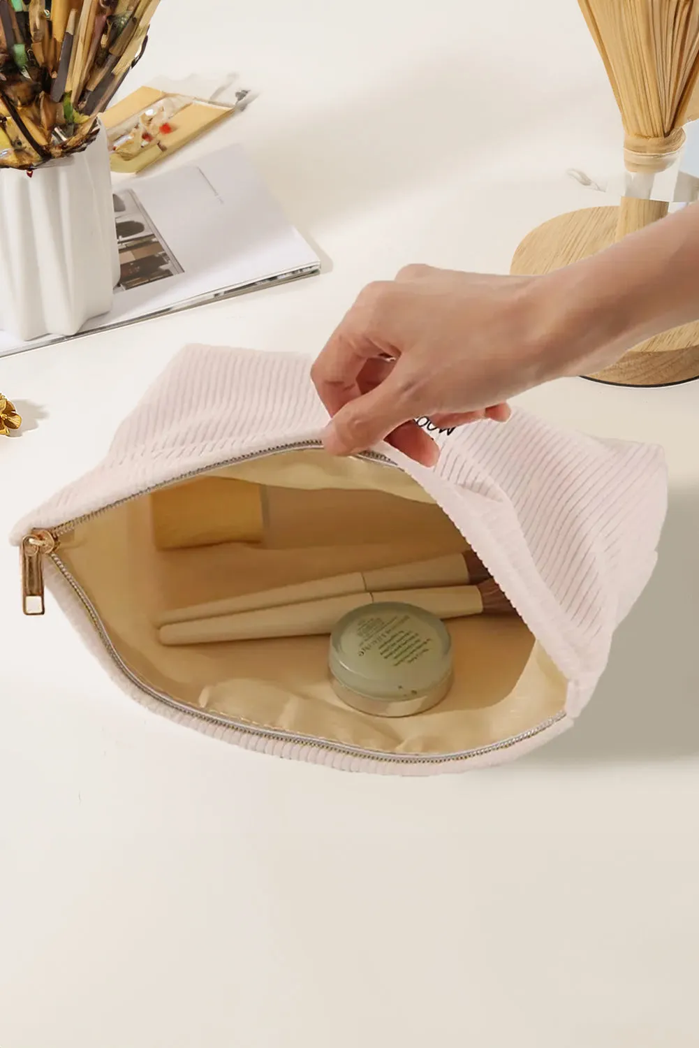 White Easter Bunny Corduroy Makeup Bag sold by Beagle Boutique product image thumbnail 4