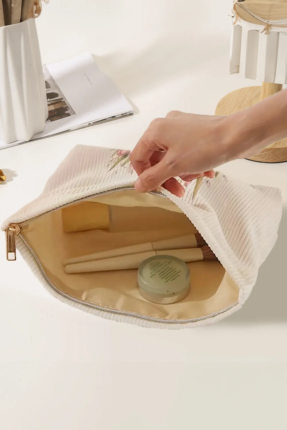 White Easter Bunny Graphic Corduroy Makeup Bag sold by Beagle Boutique product image thumbnail 4