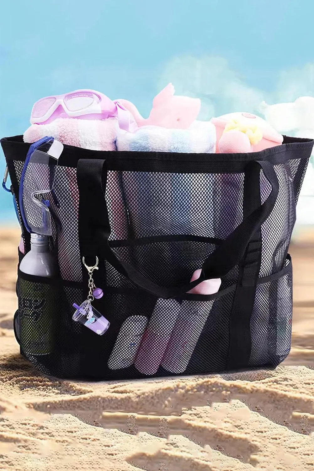 Black Mesh Travel Toiletry Storage Large Capacity Bag sold by Beagle Boutique