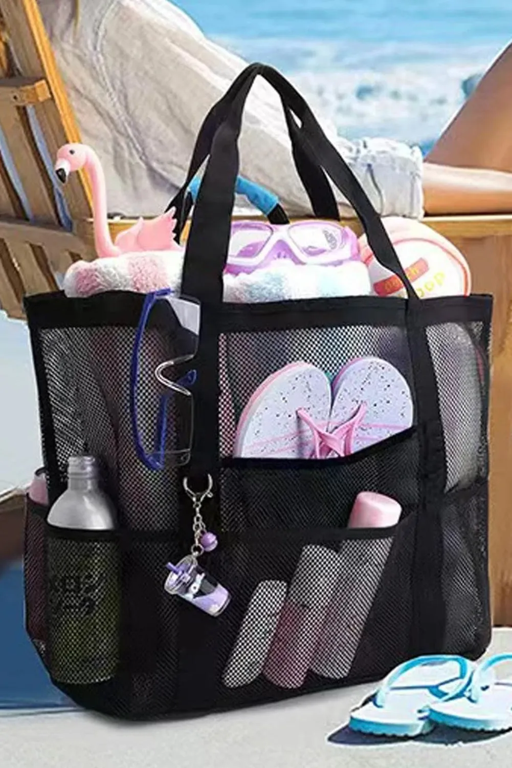 Black Mesh Travel Toiletry Storage Large Capacity Bag sold by Beagle Boutique product image thumbnail 4