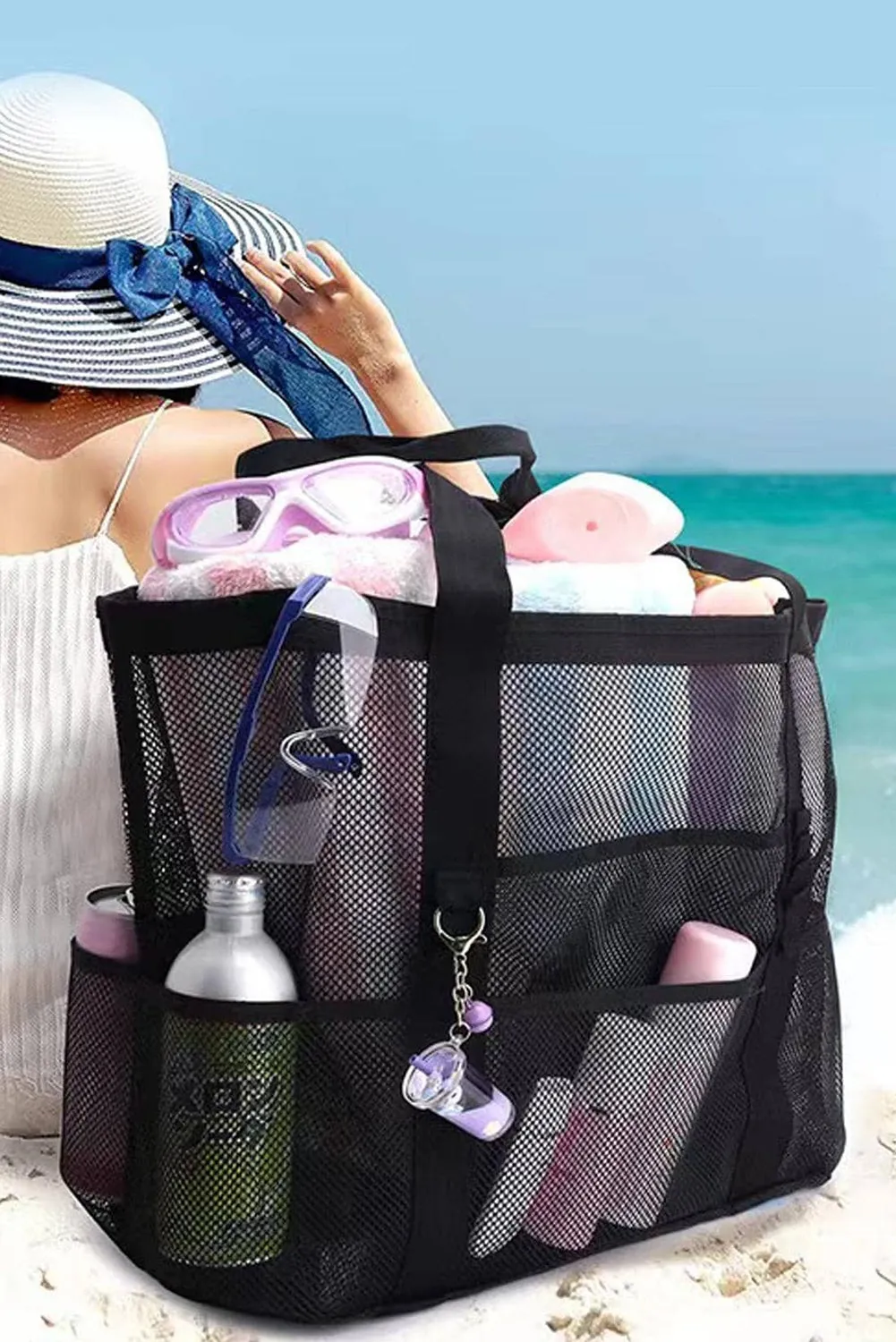 Black Mesh Travel Toiletry Storage Large Capacity Bag sold by Beagle Boutique product image thumbnail 2
