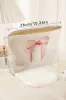 Light Pink Bow Zipper Corduroy Makeup Bag sold by Beagle Boutique